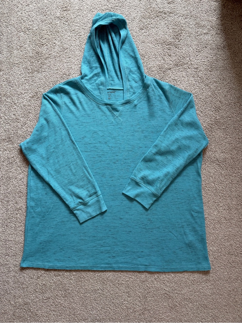 Woman Within Teal Waffle Knit Sweatshirt